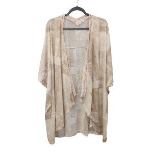 Cato Woman Beige Sheer Kimono Cardigan 18/20 Open Front Lightweight 2443